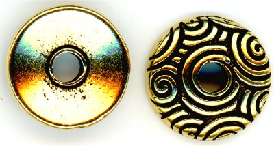 94-5742-26 - Tierracast <B> Large Hole 11mm Spiral Dance Bead - Antique Gold </B> (2)