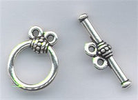 94-6082-12 Antique Silver 15.5mm Beaded 2-Loop Toggle