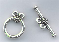94-6082-12 Antique Silver 15.5mm Beaded 2-Loop Toggle