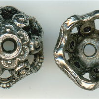 b-002 -  <B> 9mm India Bead Cap - Antique Silver </B> (2)
