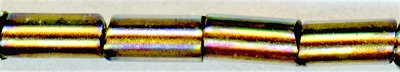 bgl1-0999-t 3mm Bugle - Gold Lined Rainbow Black Diamond (3 inch tube)