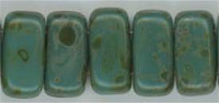 br-300 - Persian Turquoise Picasso 3x6mm Czech Brick (50)