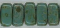 br-300 - Persian Turquoise Picasso 3x6mm Czech Brick (50)