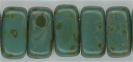 br-300 - Persian Turquoise Picasso 3x6mm Czech Brick (50)