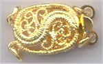 clp-0105 Filigree Oval 2 Loop Clasp Gold Plated 12X9mm