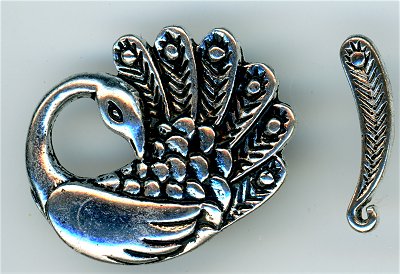 clp1917 Peacock Toggle Pewter 19x17mm