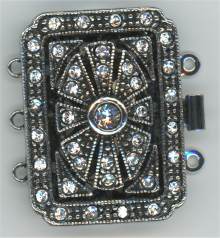 Elegant Elements 3 Strand Smooth Rectangle Clasp Palladium Finish 12x26mm