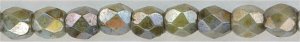 fp3-055 3mm Fire Polish - Opaque Green Luster (50)