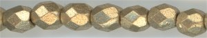 fp4-001  4 mm Fire Polish -  Matte Gold  (50)
