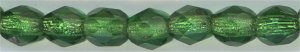 fp4-088  4 mm Fire Polish -  Silverlined Emerald  (50)