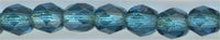 fp4-089  4 mm Fire Polish -  Silverlined Teal  (50)