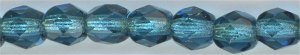 fp4-089  4 mm Fire Polish -  Silverlined Teal  (50)