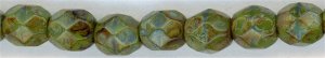 fp4-422 4mm Fire Polish  Picasso Opaque Olive (50)