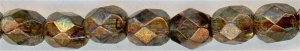 fp4-447 4mm Fire Polish  Crystal Brown Picasso (50)