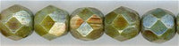 fp6-055 6 mm Fire Polish - Opaque Green Luster (25)