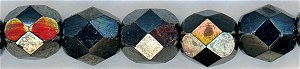 fp6-104 6 mm Fire Polish - Hematite (25)