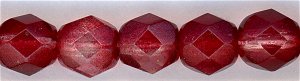 fp6-634 6 mm Fire Polish - Semi Matte Half Cranberry (50)