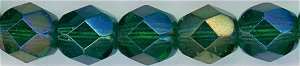fp6-636 6 mm Fire Polish - Emerald AB (25)