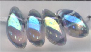 lma-0283 - 4x7mm Long Magatama - Noir Lined Crystal (tube)