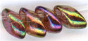 lma-0301 - 4x7mm Long Magatama  Dark Topaz Rainbow Gold Luster(3 inch tube)