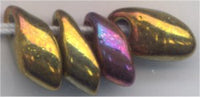 lma-0462 - 4x7mm Long Magatama - Metallic Gold Iris (tube)