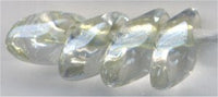 lma-1527 - 4x7mm Long Magatama - Sparkling Celery Lined Crystal   (tube)