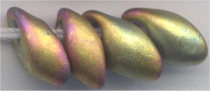 lma-2035 - 4x7mm Long Magatama - Matte Metllic Khaki Iris (tube)