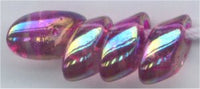 lma-2170 - 4x7mm Long Magatama - Fuschia Lined Smoky Amethyst (tube)