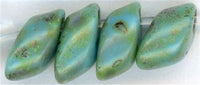 lma-4514 - 4x7mm Long Magatama - Turquoise Blue Picasso (3 inch tube)