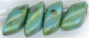 lma-4514 - 4x7mm Long Magatama - Turquoise Blue Picasso (3 inch tube)