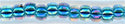8-0279  Marine Blue Lined Crystal AB  8° Seed bead