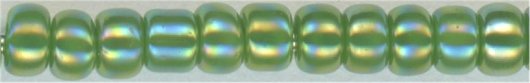 11-0407-t  Opaque Rainbow Caterpillar Green AB  11° Seed bead
