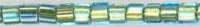 sb15-0284 1.5mm Cube - Metallic Green Lined Aqua (3 inch tube)