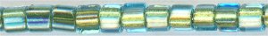 sb15-0284 1.5mm Cube - Metallic Green Lined Aqua (3 inch tube)