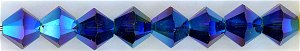 SWB-446 4mm Bicone Crystal Dark Indigo AB 2X (48)
