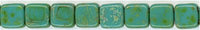 tl2-21 Turquoise Picasso 6mm Czech Tile  2 Hole