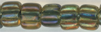 tr5-1815       Miyuki Size 5 Triangle -  Olive Lined Topaz AB (3 inch tube)
