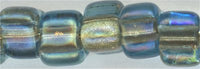 tr5-1825       Miyuki Size 5 Triangle -  Sparkling Light Bronze Lined Aqua Luster (3 inch tube)