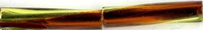 tw2712-3937 12mm Twisted Bugle Silver Lined Lime - Dark Topaz 2-tone (3 inch tube)